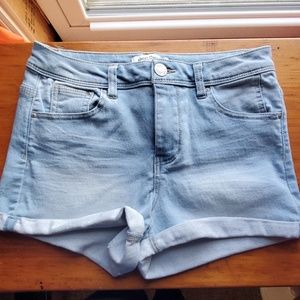 Knit denim shorts